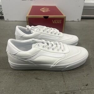 Vans Brooklyn LS White/White Canvas Skate Shoes Men's 9 Women's 10.5 Low Top